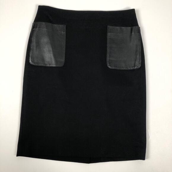 Club Monaco black Nadine skirt with vegan leather pockets 2 - Picture 1 of 7